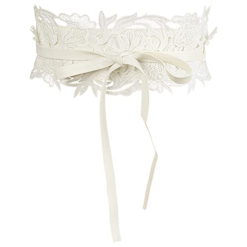 Allegra K Womens Lace Wide Waist Belt Wrap Around Obi Corset Cinch Belts Bowknot