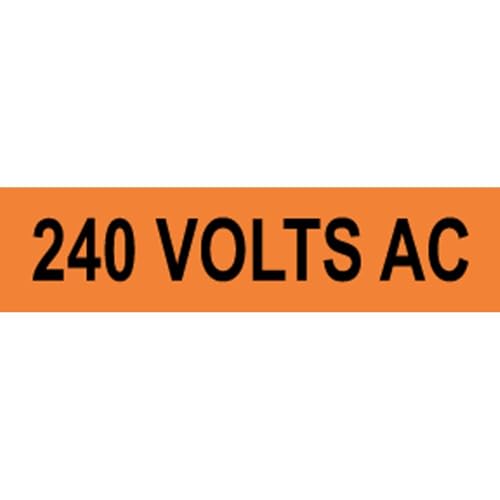 ComplianceSigns.com 240 Volts AC Safety Label Decal, 4 x 1 inch 10-Pack Self Adhesive Vinyl for Electrical Pipe Markers, American Made Safety Stickers