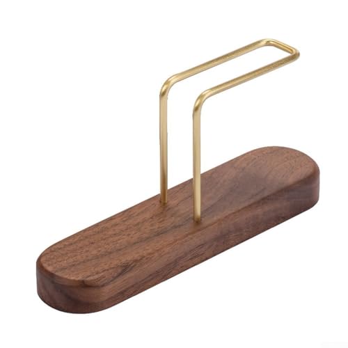 Drivstraw Porta filtro caffè in legno per filtri a forma di V e a ventaglio, struttura in legno di noce e ottone, design salvaspazio, 14 x 3,5 x 7 cm, per