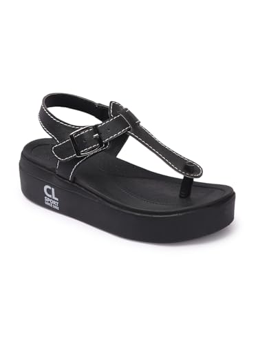 Image of Carlton London Women's Platform T-Strap Sandals, Modern Flatform Sandals for Summer, Casual & office use