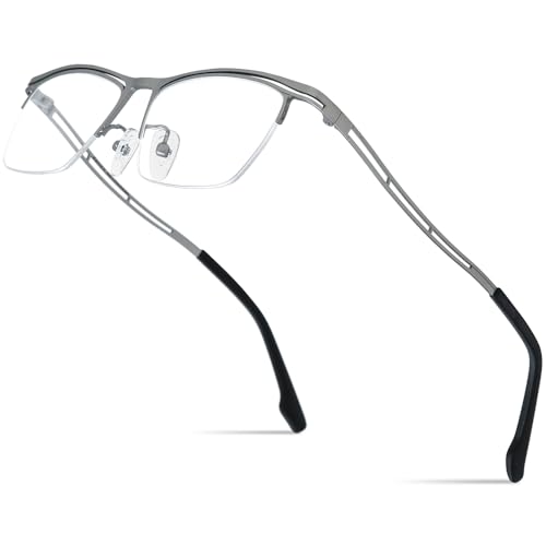 Image of FONEX Colorful Pure Titanium Glasses Frame Men Semi Rimless Square Eyeglasses Eyewear