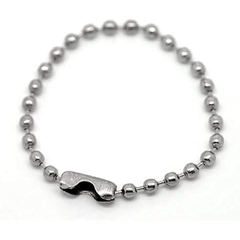 Housweety 100pcs Silver Tone Connector Clasp Ball Chains Keychain Tag 10cm(3 7/8 (100pcs) (10CM-100PCS) Cover