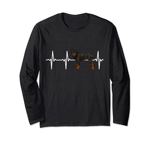Rottweiler Heartbeat Love My Dog Long Sleeve T-Shirt, Black