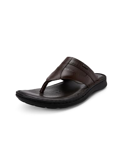 Image of Lee Cooper Men's Genuine Leather Thong Sandals | Sandals For Men | Cushioned Insole & Comfortable