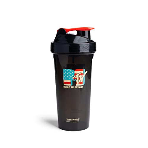 Smartshake Bouteille shaker Lite MTV avec logo drapeau américain (800 ml) | Design durable et facile à nettoyer | Anti-fuite, sans BPA et sans DEHP