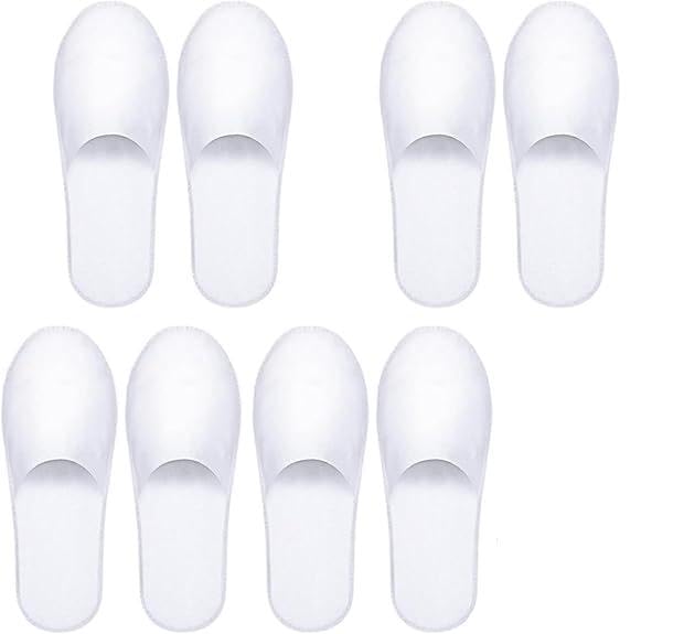 CQXSYTBN Lot de 4 Paires de Pantoufles Jetables Blanches en Velours Corail et Lin, Chaussons d’Accueil de Luxe pour Pâques et Carnaval, Accessoire...