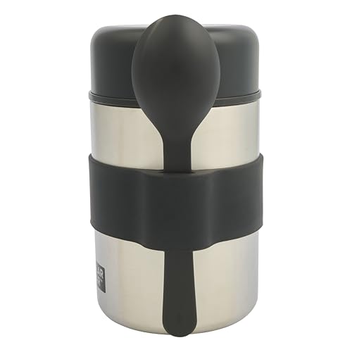 Polar Gear Insulated Food Flasks For Hot Food – Triple Layer Stainless Steel Hot Food Flask With Spoon – Keep Meals & Drinks Hot for 6 Hours & Cold for 6 Hours – Soup Flask For Work, School - Black
