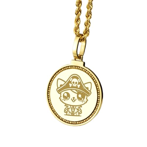 Collier lion pirate en argent 925 gravé main pendentif 28mm