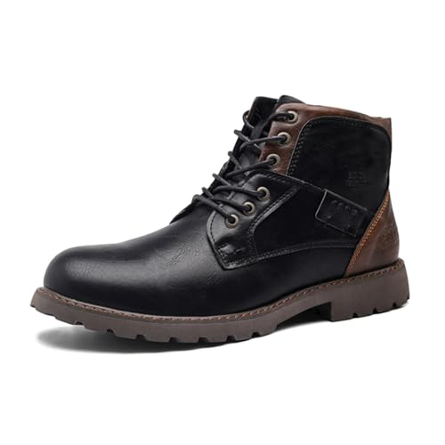Men's Fall/Winter Hiking Boots Casual Retro Platform Lace Up zipper Motorcycle Boots Handmade Non-Slip Trekking Oxford Boots