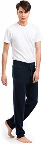 Men Track Pants - 100% Cashmere Side Pockets Breathable and Comfy, Fitted Navy Blue2
