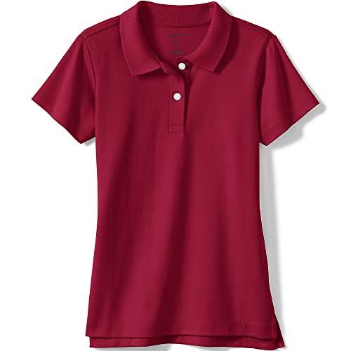 Lands' End Girls Short Sleeve Feminine Fit Interlock Polo Shirt Large Garnet