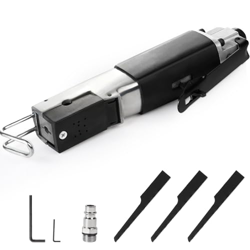 DBREAKS 1/4" Druckluft Karosseriesäge mit 3 Sägeblätter 18T 24T 32T, Mini Säbelsäge Metall Karosserie Säge, Druckluftsäge 6 bar Arbeitsdruck Luftkörpersäge, Pneumatisches Werkzeug zum Schneiden