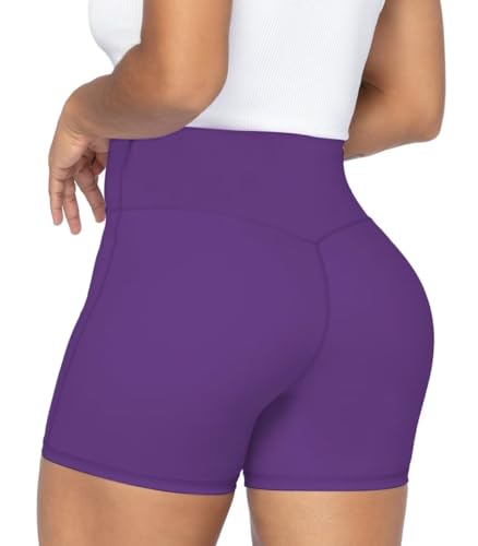 Image of Sunzel Crossover Biker Shorts for Women, No Front Seam V High Waist Yoga Workout Gym Shorts with Tummy Control | 4 Or 6-Inch Inseam, High Waisted, Tummy Control, Crossover Waist, Buttery Soft, No Front Seam, Squat Proof, Compression