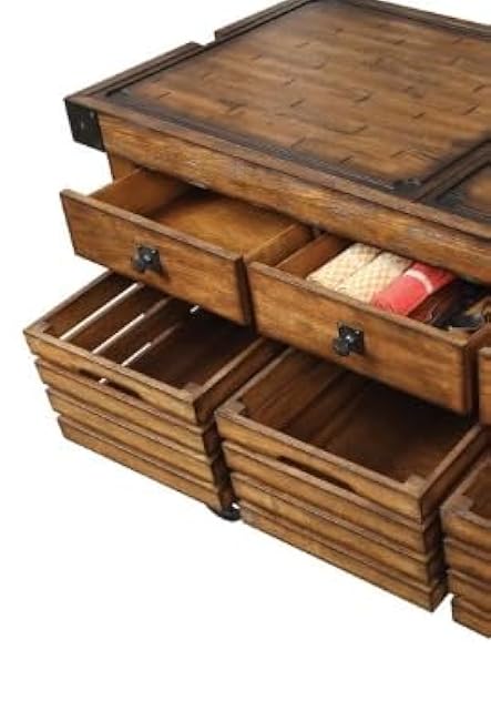 Distressed Chestnut Finish Kitchen Cart with Storage Baskets and Metal Drawers, Versatile Preparation Space, Mobile Design-bAaeHHF5