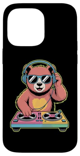 DJ Animal Ours Tourne Disque Mélodie Coque pour iPhone 14 Pro Max