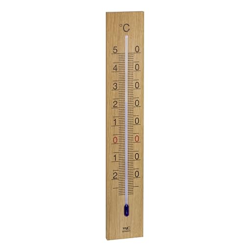 TFA Dostmann Analoges Innen Außen Thermometer aus Eichenholz, 12.1059.01, 27,40 cm groß, Gartenthermometer, Thermometer für Haus und Zimmer, zum...
