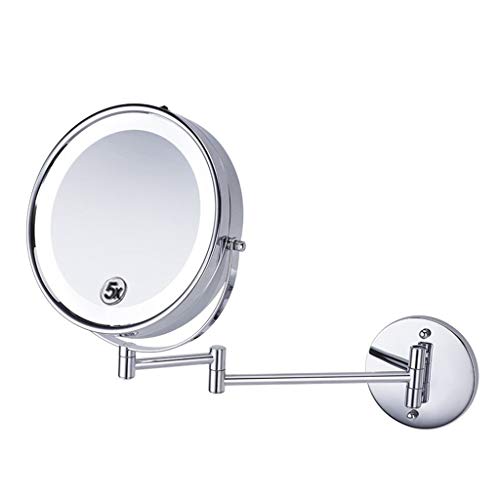 Miroir de courtoisie LED extensible et mural pour rasage et maquillage