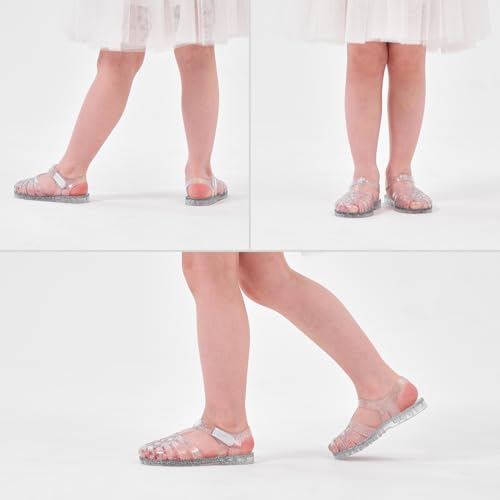 Image of GUGUYeah Jelly Sandals for Girls,Closed Toe Princess Costume Summer Dress Shoes Fisherman Gladiator Water Beach Flat Sandals for Toddler /Little Kid /Big Kid