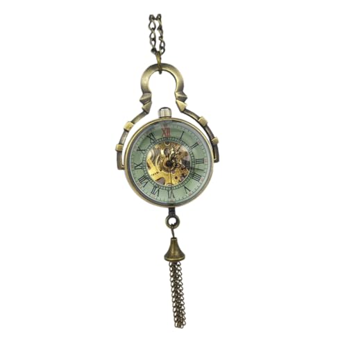 Reloj de collar mecánico de aleación y vidrio con esfera esférica