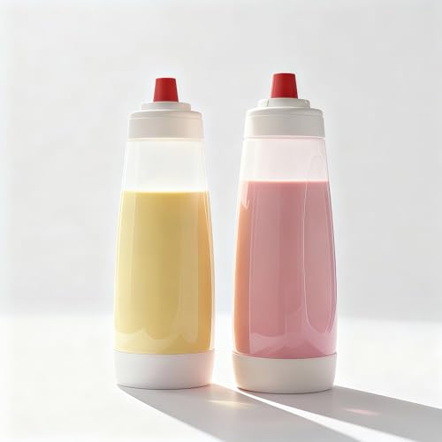 sykexonm 2PCS Pancake Batter Dispenser Bottle for Mixing and Pouring Perfect Batter Ideal for Pancakes Muffins Cupcakes and More Essential Mixer and Shaker Bottle for Kitchen Cooking and Baking