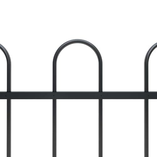 Qnhdfrt Gartenzaun 180x110 cm Schwarzer Stahl Hundezaun in modernem Bügel-Design 60 cm Zaunhöhe inkl. 2 Pfosten zur einfachen Montage für Garten Grundstück Terrasse Balkon