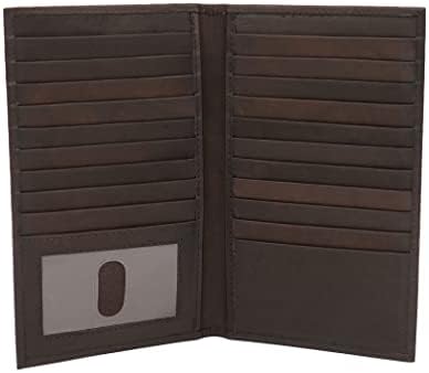 ag wallets Mens Genuine Leather Long Credit Card Security Wallet Brown RFID