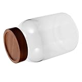 iplusmile Tarro de Vidrio Transparente con Tapa de Madera Hermética para Almacenaje de Condimentos y Alimentos Cocina y Despensa Diseño de Boca Ancha para Azúcar Harina y Galletas