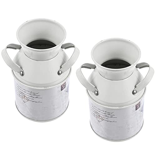 YARNOW 2 Stück Zinkwanne-Blumenvase – Rustikaler Metall-Eimer Für Sukkulenten, Deko Für Balkon, Wohnzimmer, Landhausstil