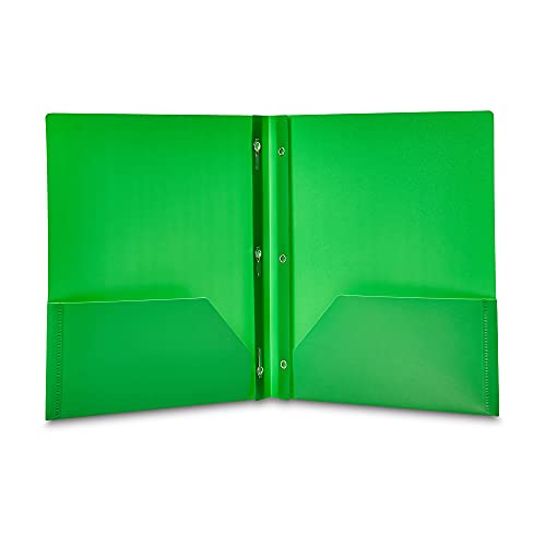Amazon Basics Heavy Duty Plastic Folders with 2 Pockets for Documents, Letter Size Paper, School Supplies Organization, Assorted Colors, Pack of 24 view 3