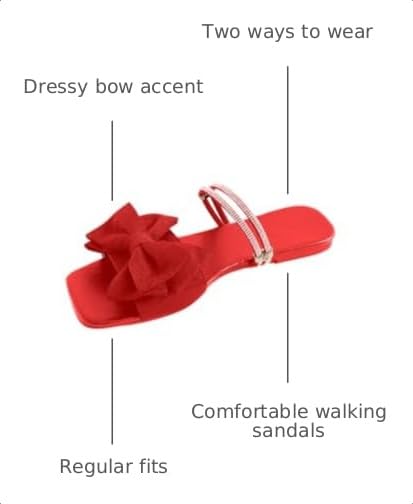 Image of GORGLITTER Women's Bow Flat Sandals Dressy Rhinestone Comfortable Sandals | Cute Slip On Slides, Strappy Flats, Square Toe, Sparkly Dressy Party Wedding Sandals for Bride