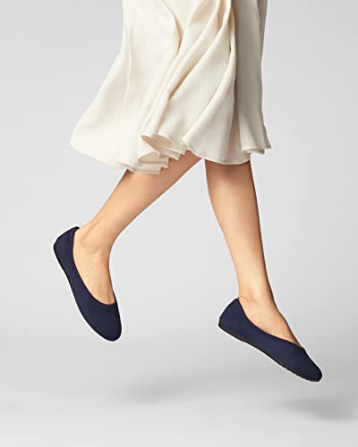 Arromic Navy Blue Flats Shoes for Women, Washable Round Toe Knit Ballet Flats Shoes with Arch Support and Comfortable Heel Cushions, Soft Slip on Dressy Shoes for Business Casual, Office, Work2