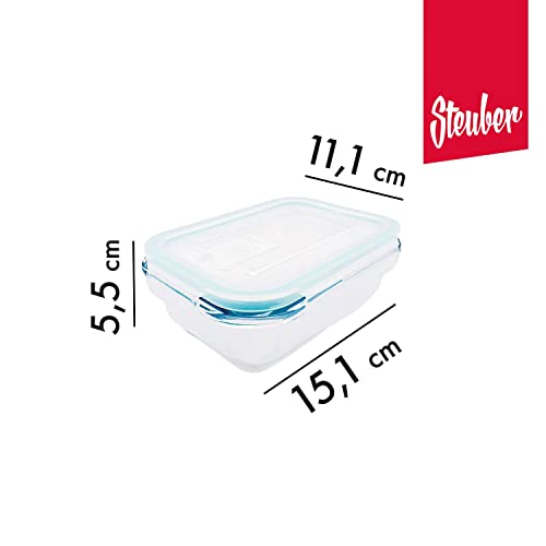 Steuber Cloc Frischhaltedose aus Glas, 370 ml, rechteckig
