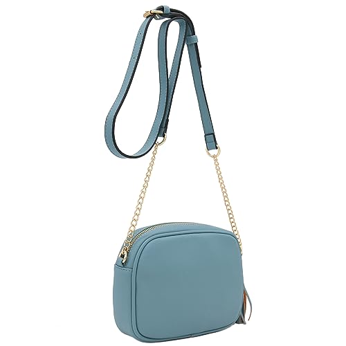 Image of FashionPuzzle Chevron Quilted Crossbody Camera Bag with Chain Strap and Tassel