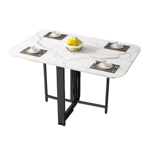 Folding Dining Table Set, Dining Room Table,Drop Leaf Extendable Versatile Table Space Saving,Kitchen, Dining Room Table (Black 4 stools) 25 Folding Dining Table Set Folding table Folding Dining Table, Drop Leaf Extendable Marble Texture Versatile Table Space Saving Kitchen Table for Home Sewing Room Craft Room