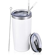 Futtumy Stainless Steel Travel Tumbler, 20 Oz Tumbler with 2 Lids and Straws, Insulated Coffee Tu...
