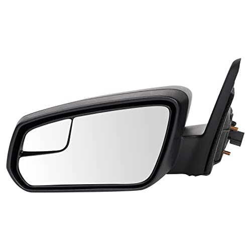 TRQ Driver Side Power Mirror with Spotter Glass Textured Black Compatible with 2013-2014 Ford Mustang FO1320451