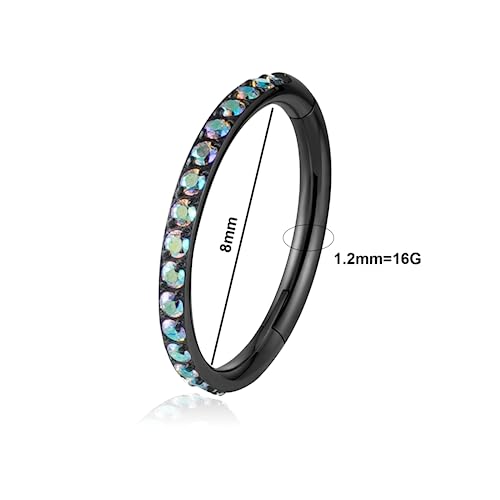 16G Titanium Cartilage Earring Hoop for Conch Helix Tragus 8mm 10mm 12mm Hypoallergenic Hinged Clicker Nose Rings Septum Piercing Jewelry for Women Men2