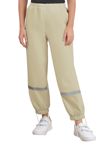 FEESHOW Boys Girls Waterproof Cargo Rain Pants Lightweight Reflective Trousers Unisex Outdoors Water Resistant Rain Wear