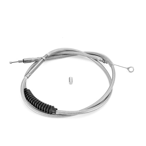 Image of Mofun Stainless Steel Braided Clutch Cable 74 11 /16 inch Extended Length Compatible with Harley Softail Fat Boy Slim 2007-2017, Fit Dyna Fat Bob Street Bob Touring Chrome