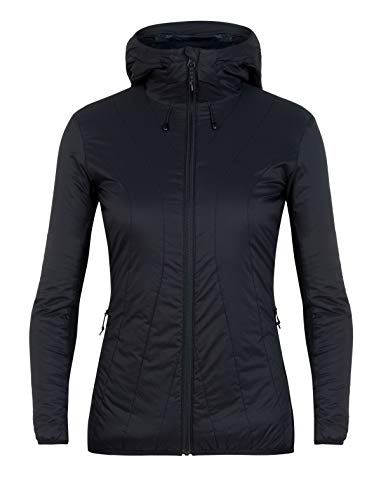 Icebreaker Merino Women's Hyperia Lite Hybrid Hooded Jacket Down Alternative Outerwear Coats, Small, Black