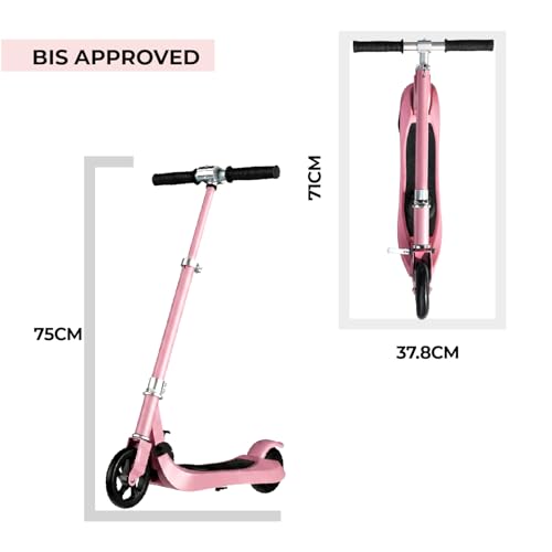 Image of Lifelong Kids Electric Scooter for 6-12 Years Age | with Rechargeable Battery, Adjustable Handle Height & Foldable Design | Safe Kids Scooter with Anti-Slip Deck (Pink)