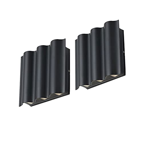 Unique Arc Design LED Sconce Up and Down Lights Wall Sconces Waterproof Outdoor ,Suitable for Gardens-2pack (3000K, 6LED) - JHOTEC WALL LIGHTS