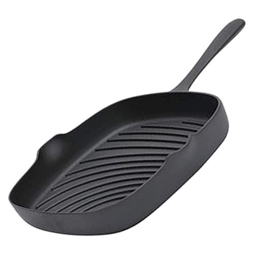 ZOCWJK Stir-Fried Wok, Cast Iron Steak Frying Pan Flat-Bottomed Non-Stick Pan with Special Stripes Suitable for Use on Gas Induction Electric and Ceramic Hobs(