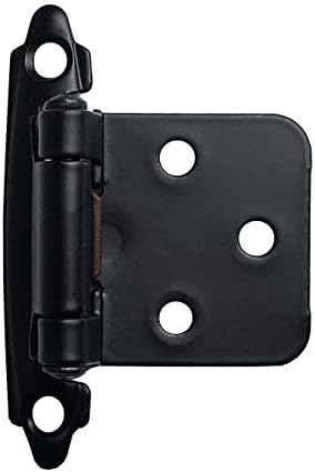 ANGSTROM 2-Pack Partially Exposed Cabinet Hinges, 180-Degree Self-Closing, Surface-Mount Full Overlay (Black)