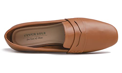 Image of FEVERSOLE Women's Fashion Dress Comfort Low Heel Office Penny Loafer Flats