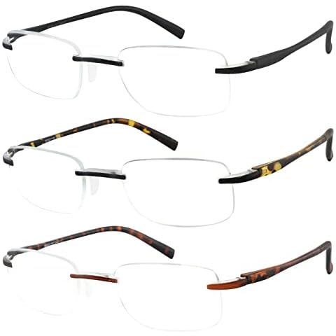 EFE Frameless Reading Glasses Women Rimless Lightweight Unbreakable Blue Light Reader Eyeglasses 3 Pack (Multicolor, 1.5) Cover