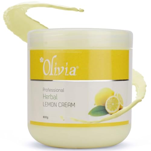 Image of Olivia Professional Herbal Lemon Cream with Lemon Extract & Olive Oil | Revitalizing & Moisturising Cream for Radiant, Even-Toned Skin | Reduces Dark Spots, Tightens Pores & Nourishes Gently | 800g