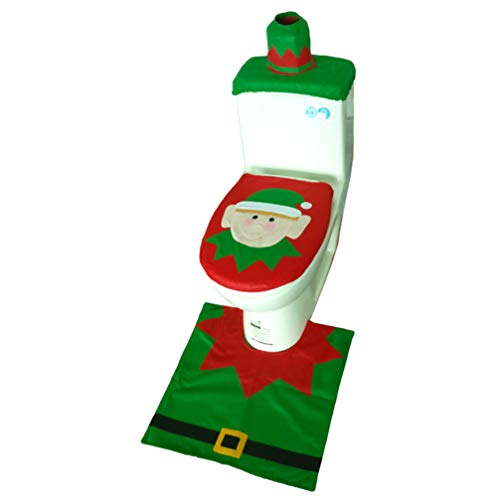 LIOOBO 3-teiliges Set mit WC-Deckelbezug und -vorleger, WC-Deckelbezug für Weihnachten, Zuhause, Badezimmer, Schlafzimmer, Urlaub, festliche Dekoration – Bild 3