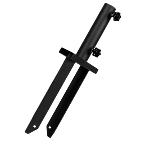 Ancrage pelouse pour support de torche de jardin et tuteur de drapeau extérieur en métal noir