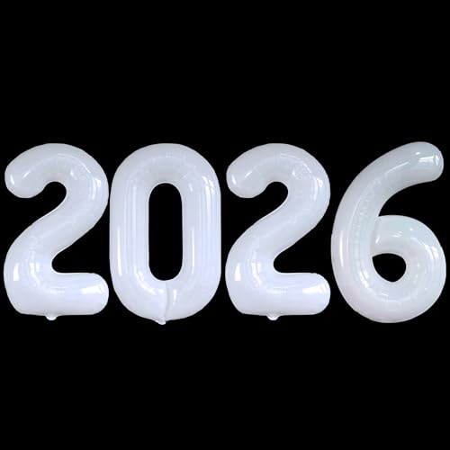 Image of White 2026 Balloons 42 Inch, Giant - White Graduation Decorations 2026, Foil Number 2026 Graduation Balloons Class of 2026 Decorations | Graduation Party Decorations | Prom Decorations 2026, Katchon